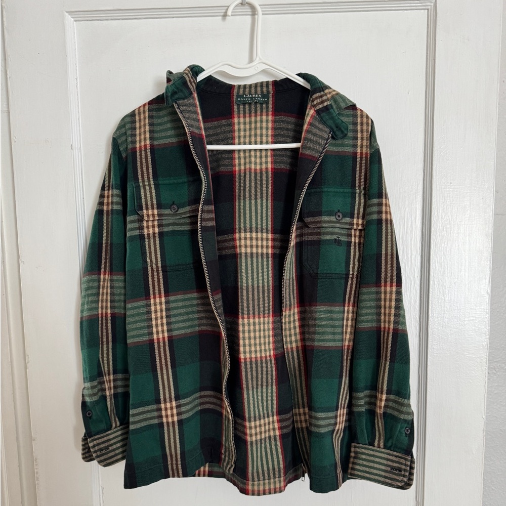 Vintage 90s Ralph Lauren Flannel Hooded Shacket